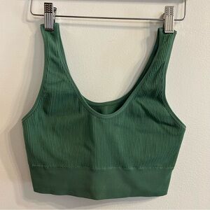Aerie Seamless Padded Bralette Women’s Size Large Green Ribbed *Missing Padding*